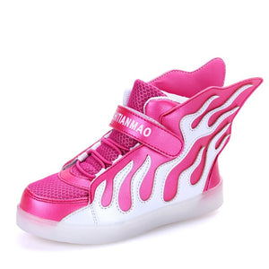 Boys Girls Glowing Shoes USB Charger led Children Shoes with Light Kids Wing