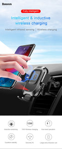 Baseus Qi Car Wireless Charger For iPhone Xs Max Xr X Samsung S10 S9