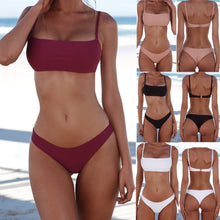 Load image into Gallery viewer, 2019 New Summer Women Solid Bikini Set Push-up Pad Bra