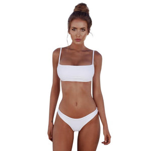 2019 New Summer Women Solid Bikini Set Push-up Pad Bra