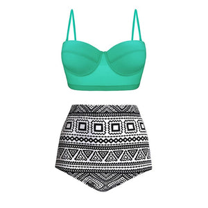 High Waist Swimsuit 2019 Black White Striped Bikini