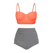Load image into Gallery viewer, High Waist Swimsuit 2019 Black White Striped Bikini