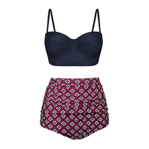 High Waist Swimsuit 2019 Black White Striped Bikini