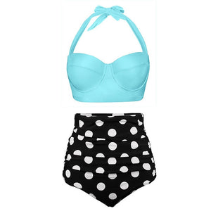 High Waist Swimsuit 2019 Black White Striped Bikini