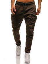 Load image into Gallery viewer, Cotton Cargo Camo Solid Pants Men Drawstring Waist