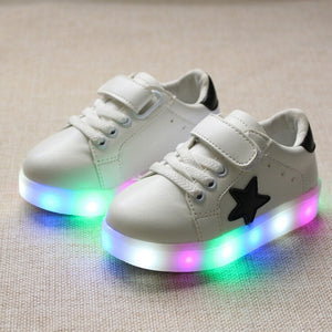 JUSTSL  Solid Led shoes for kids outdoor children's light fashion sneakers