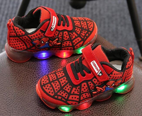 AI LIANG Fashion LED lighted Children Shoes Cute Cool Spiderman Casual